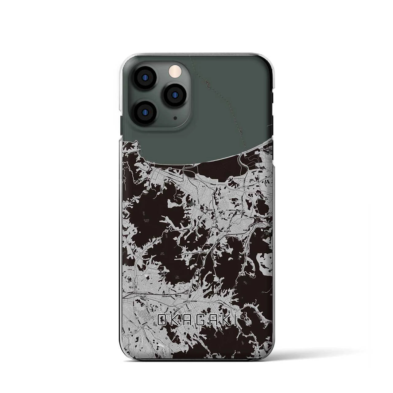【岡垣(福岡県)】地図柄iPhoneケース(クリアタイプ)モノトーン・iPhone 11 Pro 用