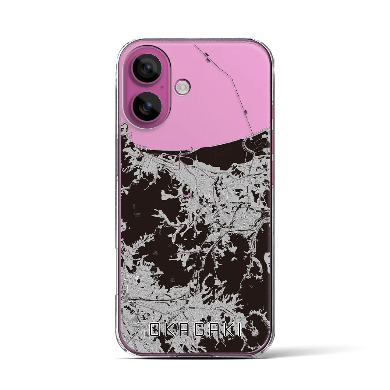 【岡垣(福岡県)】地図柄iPhoneケース(クリアタイプ)モノトーン・iPhone 16 Pro 用