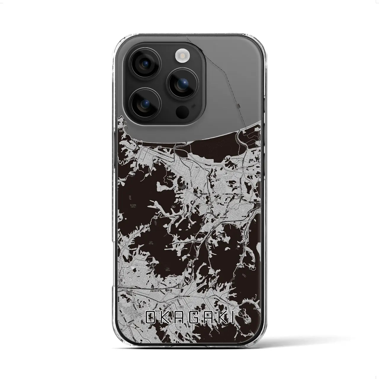 【岡垣(福岡県)】地図柄iPhoneケース(クリアタイプ)モノトーン・iPhone 16 用