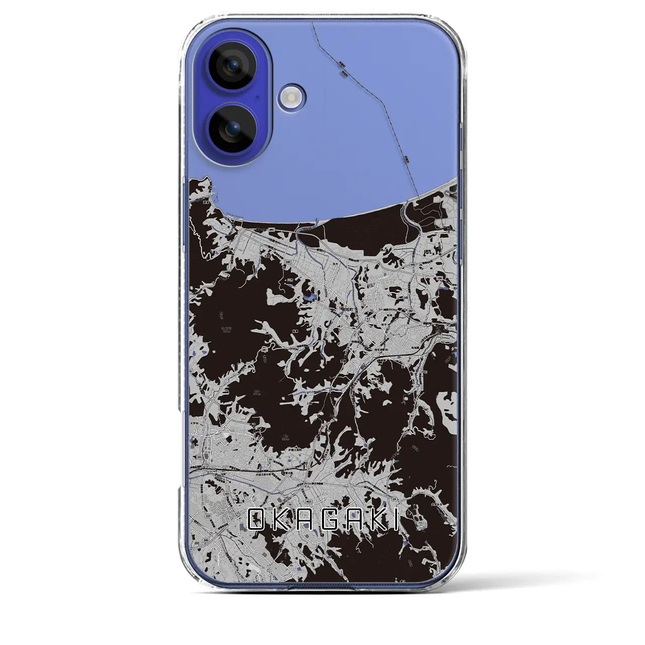 【岡垣(福岡県)】地図柄iPhoneケース(クリアタイプ)モノトーン・iPhone 16 Pro Max 用