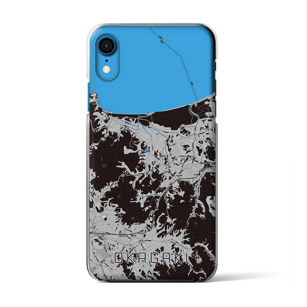 【岡垣(福岡県)】地図柄iPhoneケース(クリアタイプ)モノトーン・iPhone XR 用