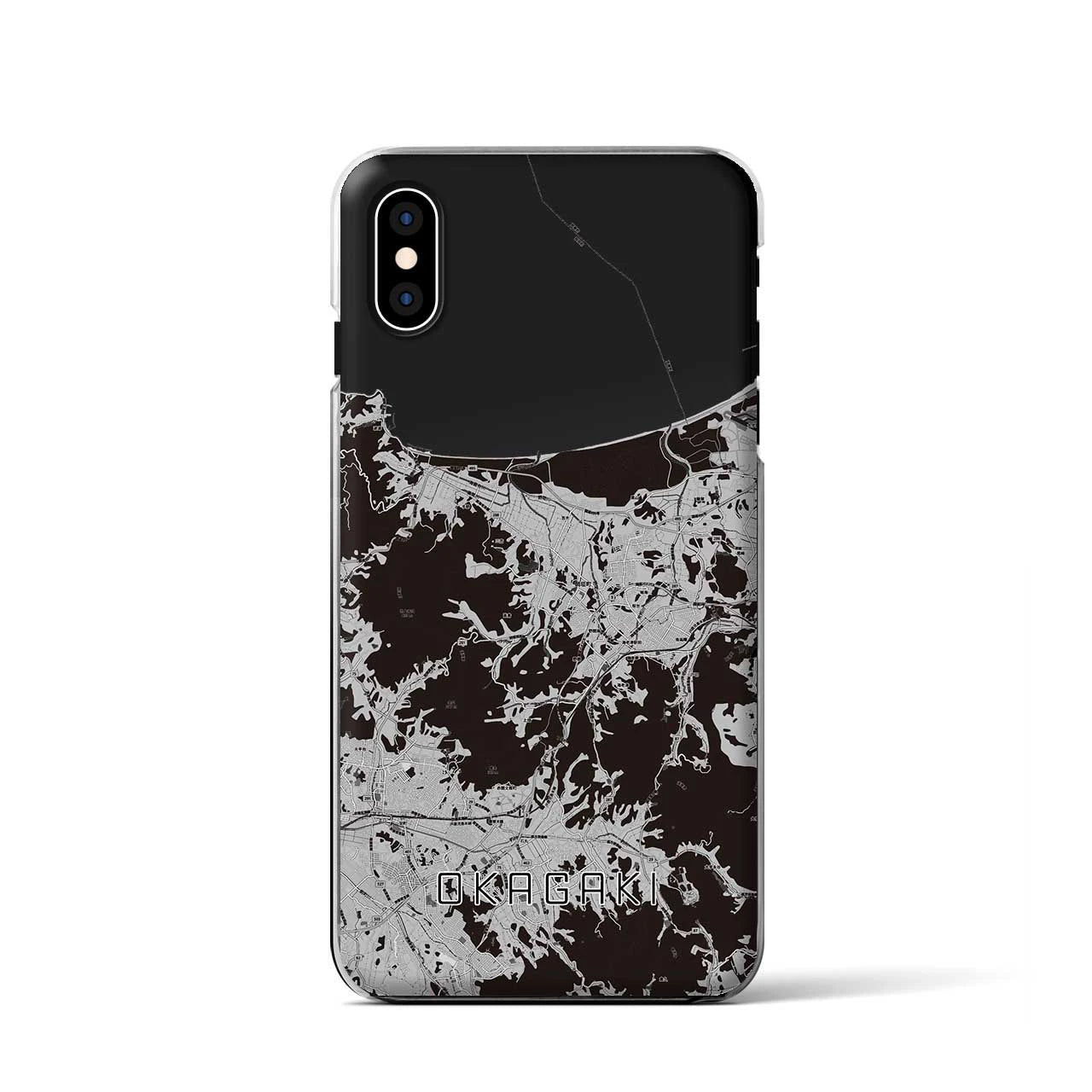 【岡垣(福岡県)】地図柄iPhoneケース(クリアタイプ)モノトーン・iPhone XS / X 用