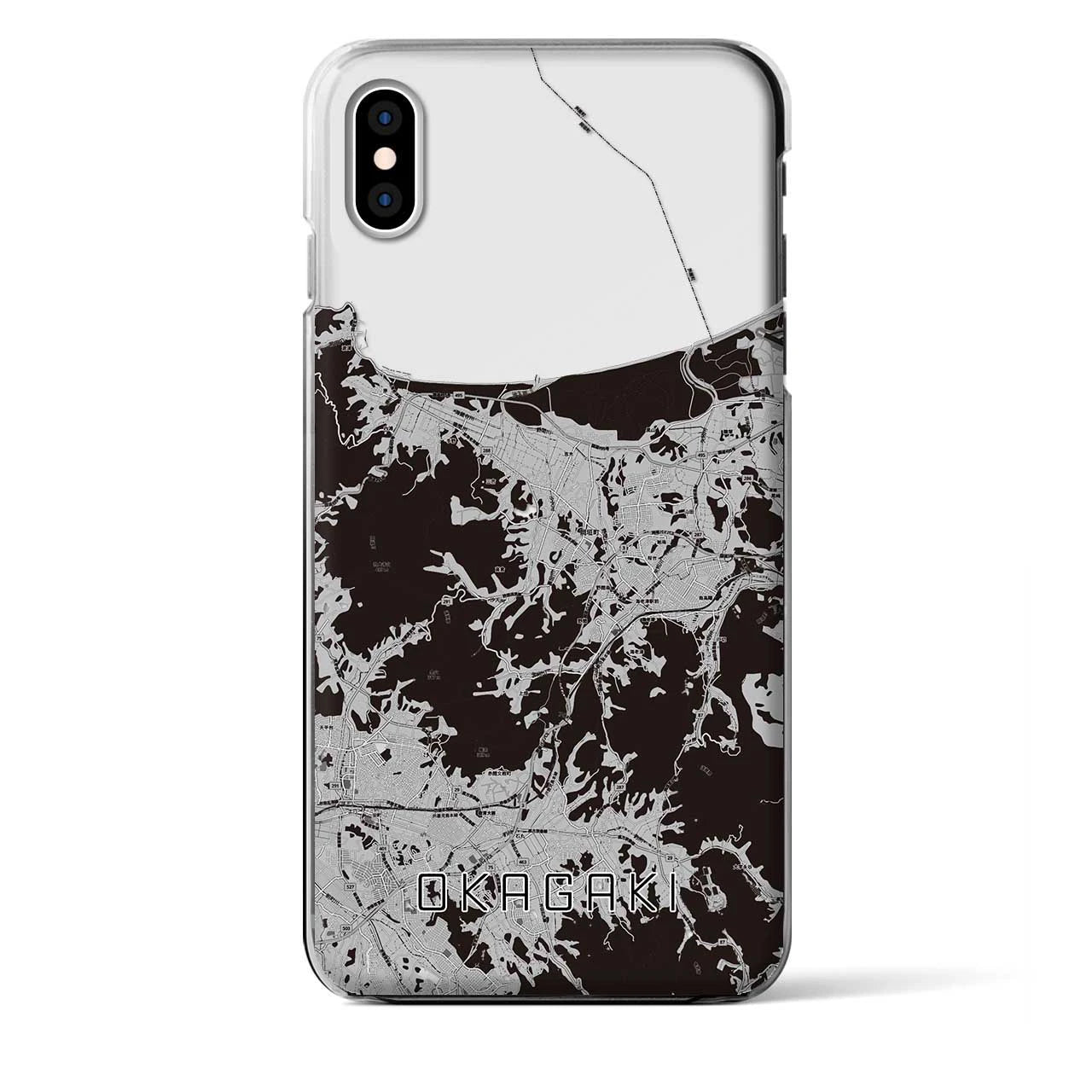 【岡垣(福岡県)】地図柄iPhoneケース(クリアタイプ)モノトーン・iPhone XS Max 用