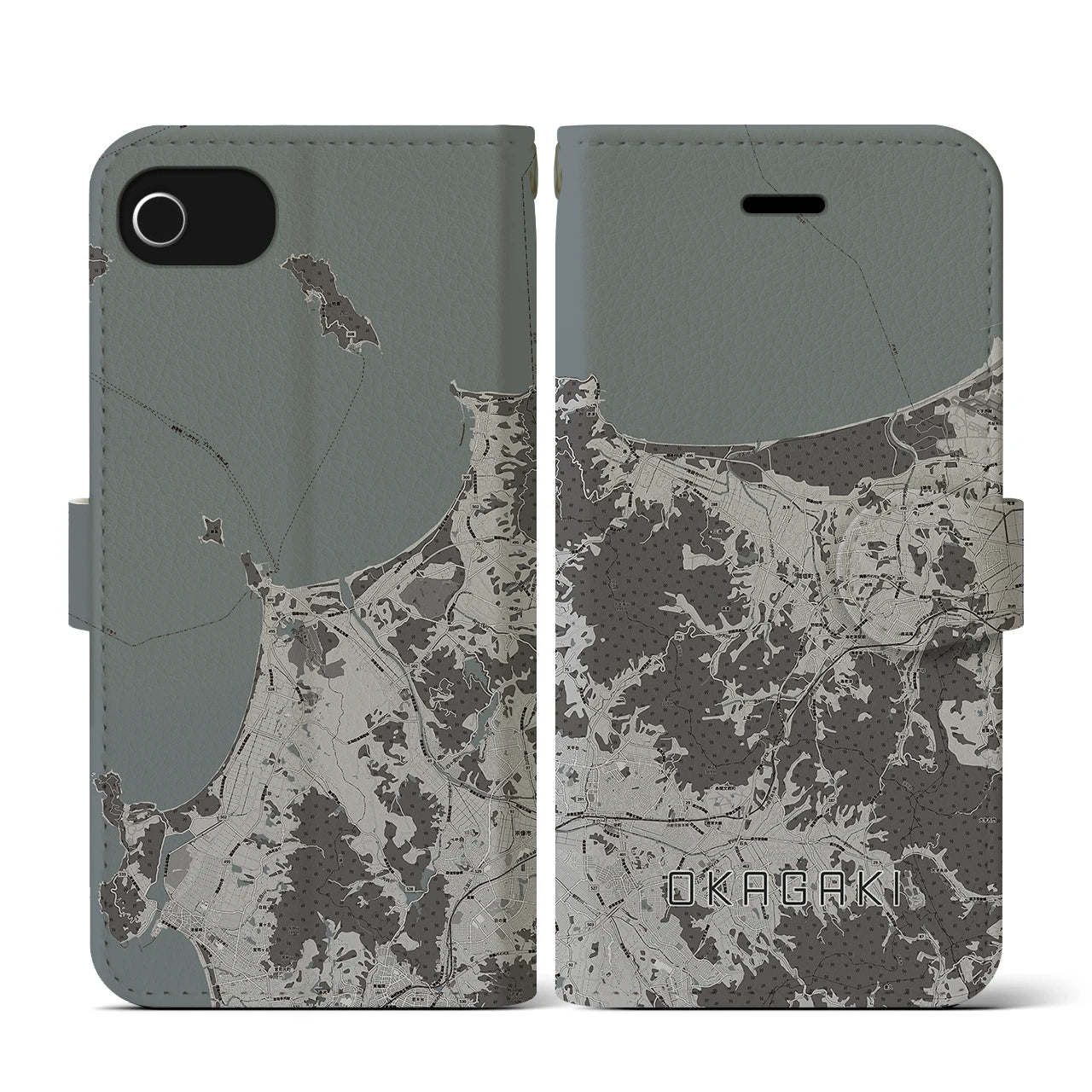 【岡垣(福岡県)】地図柄iPhoneケース(手帳タイプ)