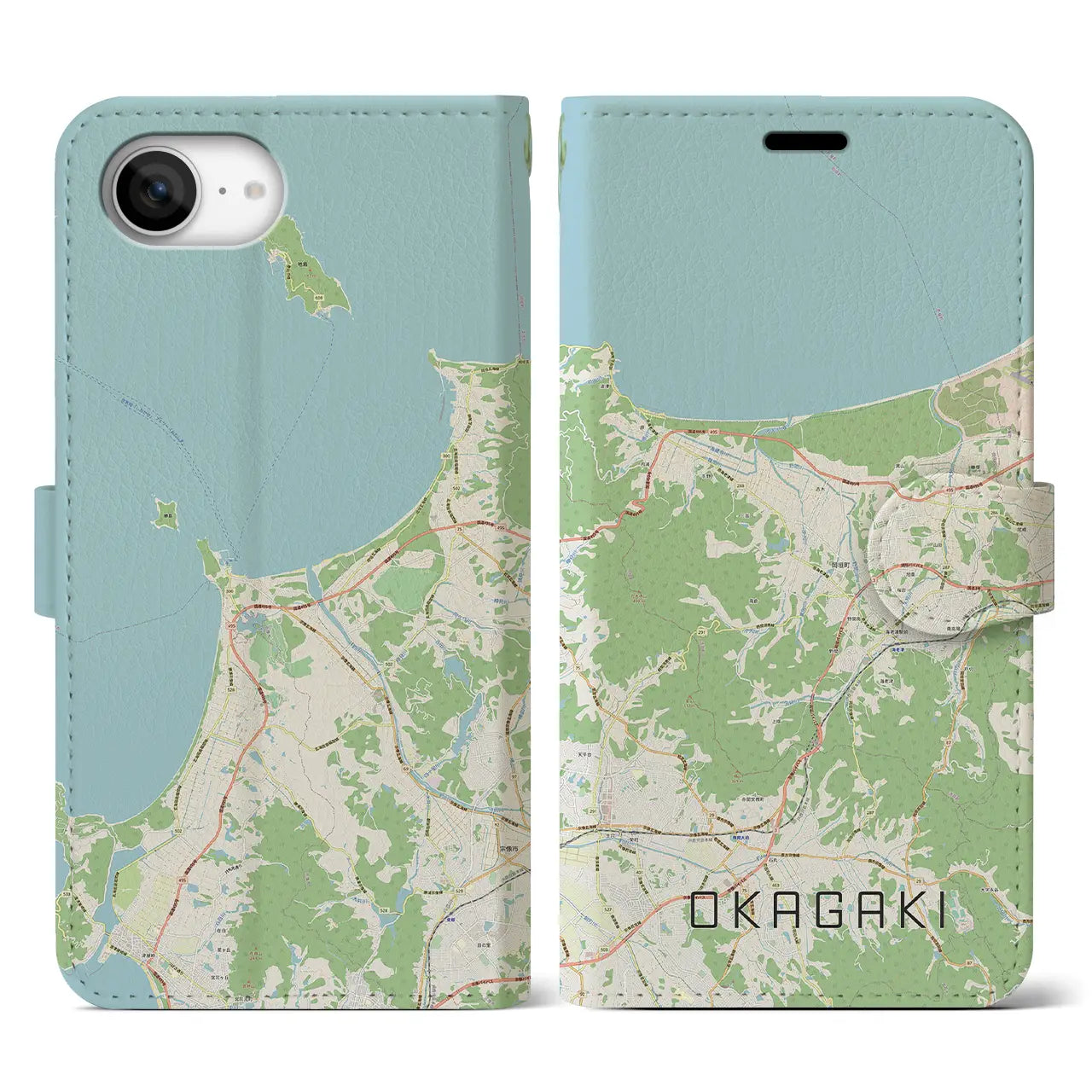 【岡垣(福岡県)】地図柄iPhoneケース(手帳タイプ)