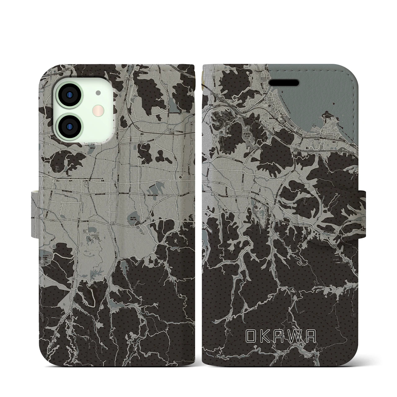 【大川(香川県)】地図柄iPhoneケース(手帳タイプ)