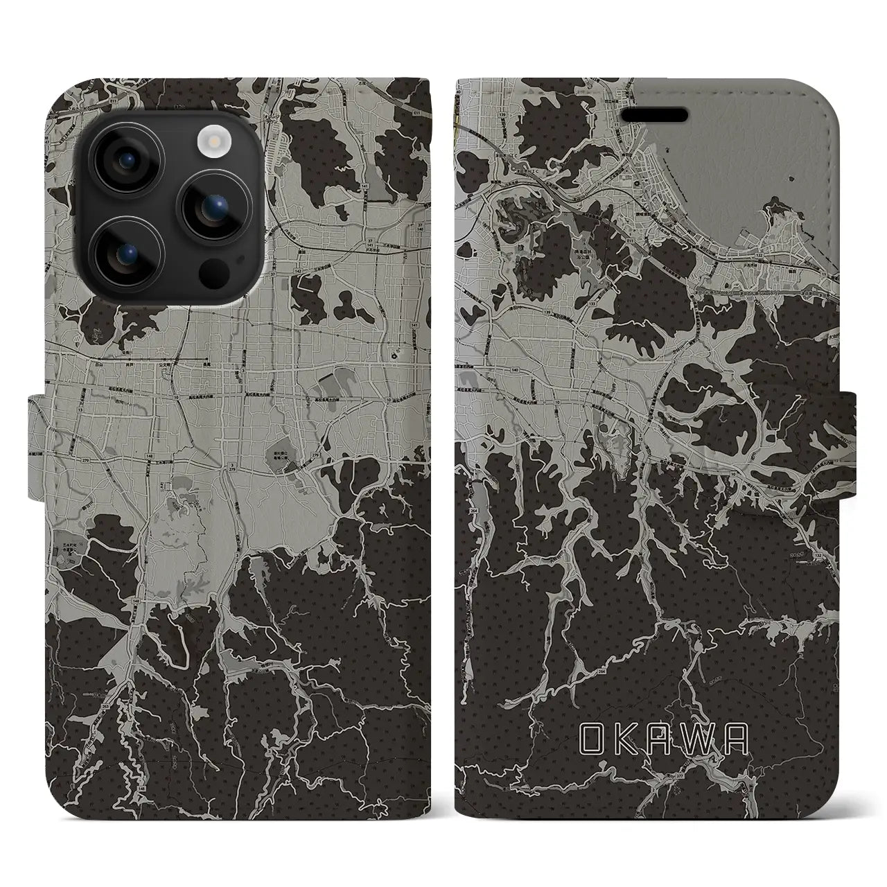 【大川(香川県)】地図柄iPhoneケース(手帳タイプ)