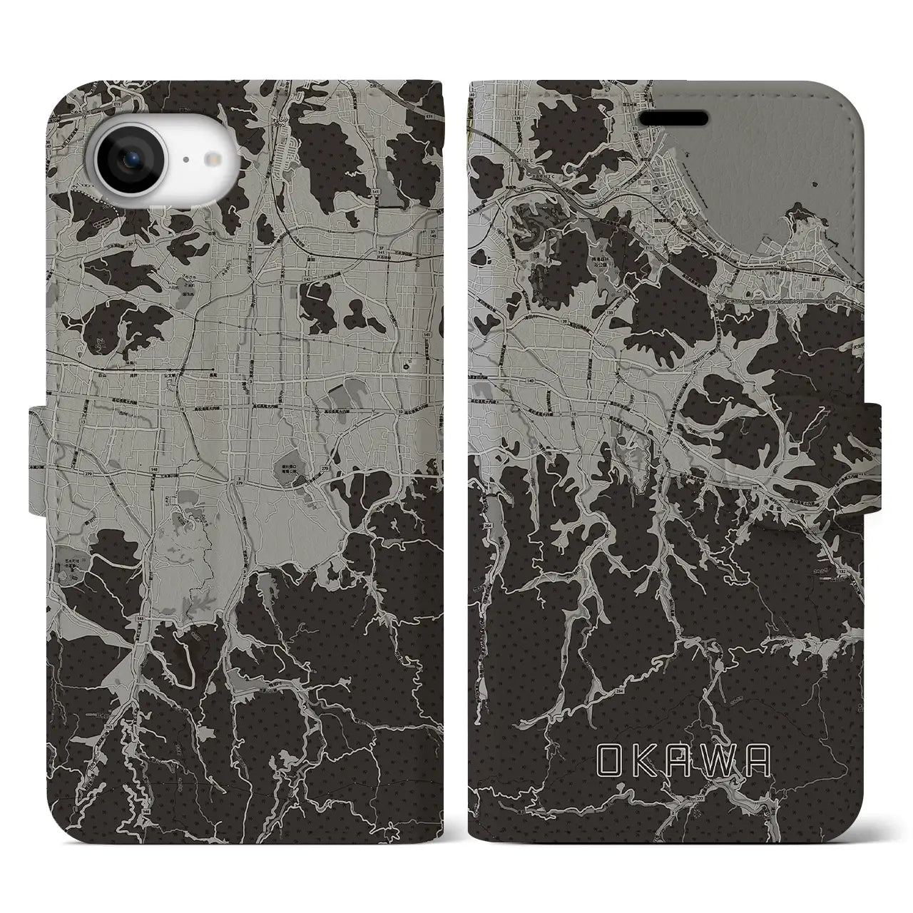 【大川(香川県)】地図柄iPhoneケース(手帳タイプ)