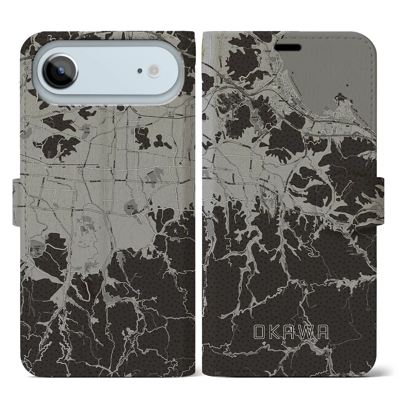 【大川(香川県)】地図柄iPhoneケース(手帳タイプ)