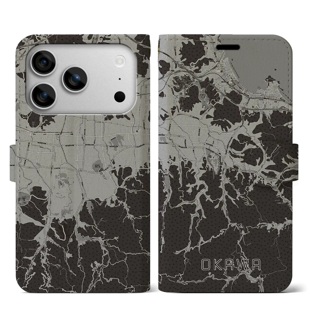 【大川(香川県)】地図柄iPhoneケース(手帳タイプ)