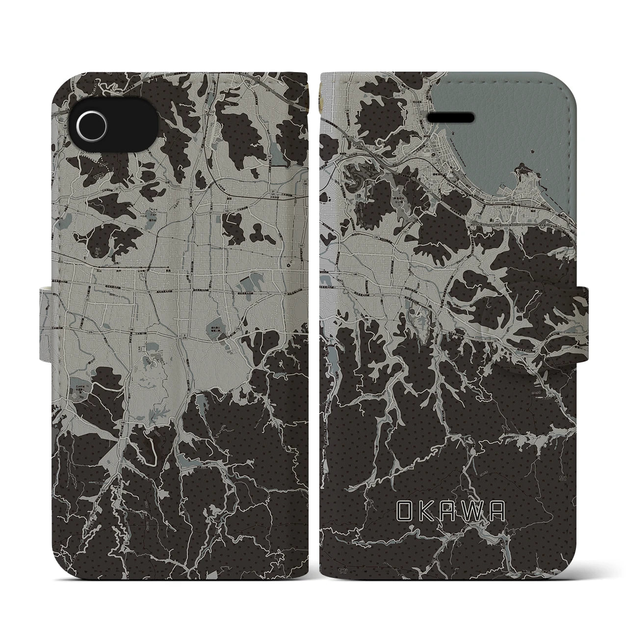 【大川(香川県)】地図柄iPhoneケース(手帳タイプ)