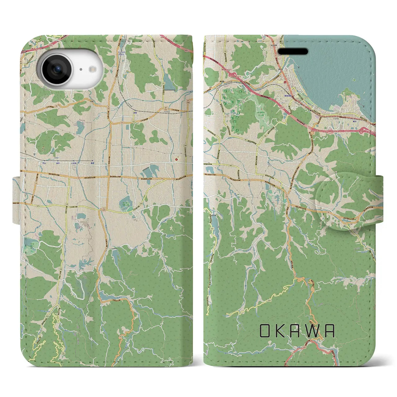 【大川(香川県)】地図柄iPhoneケース(手帳タイプ)