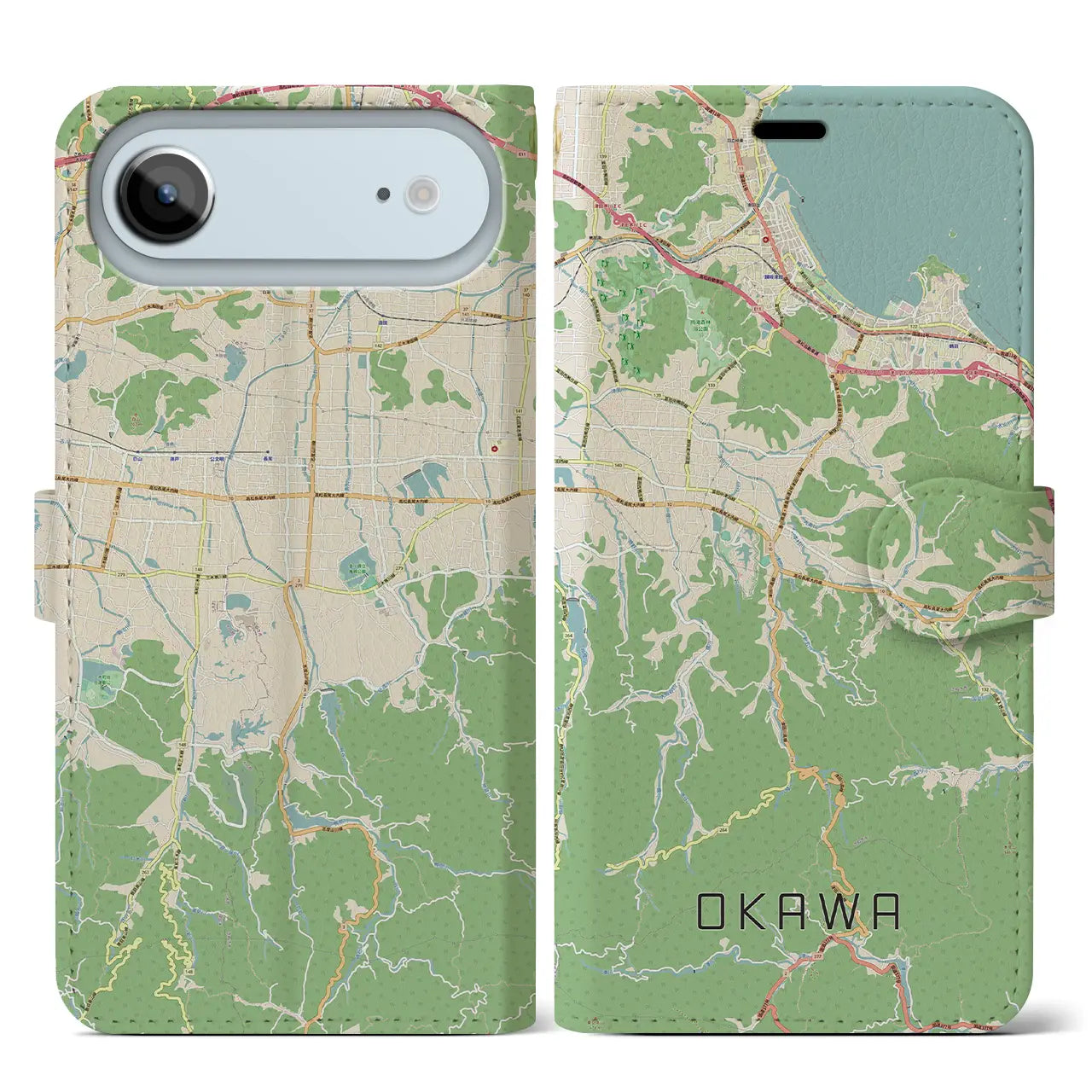 【大川(香川県)】地図柄iPhoneケース(手帳タイプ)