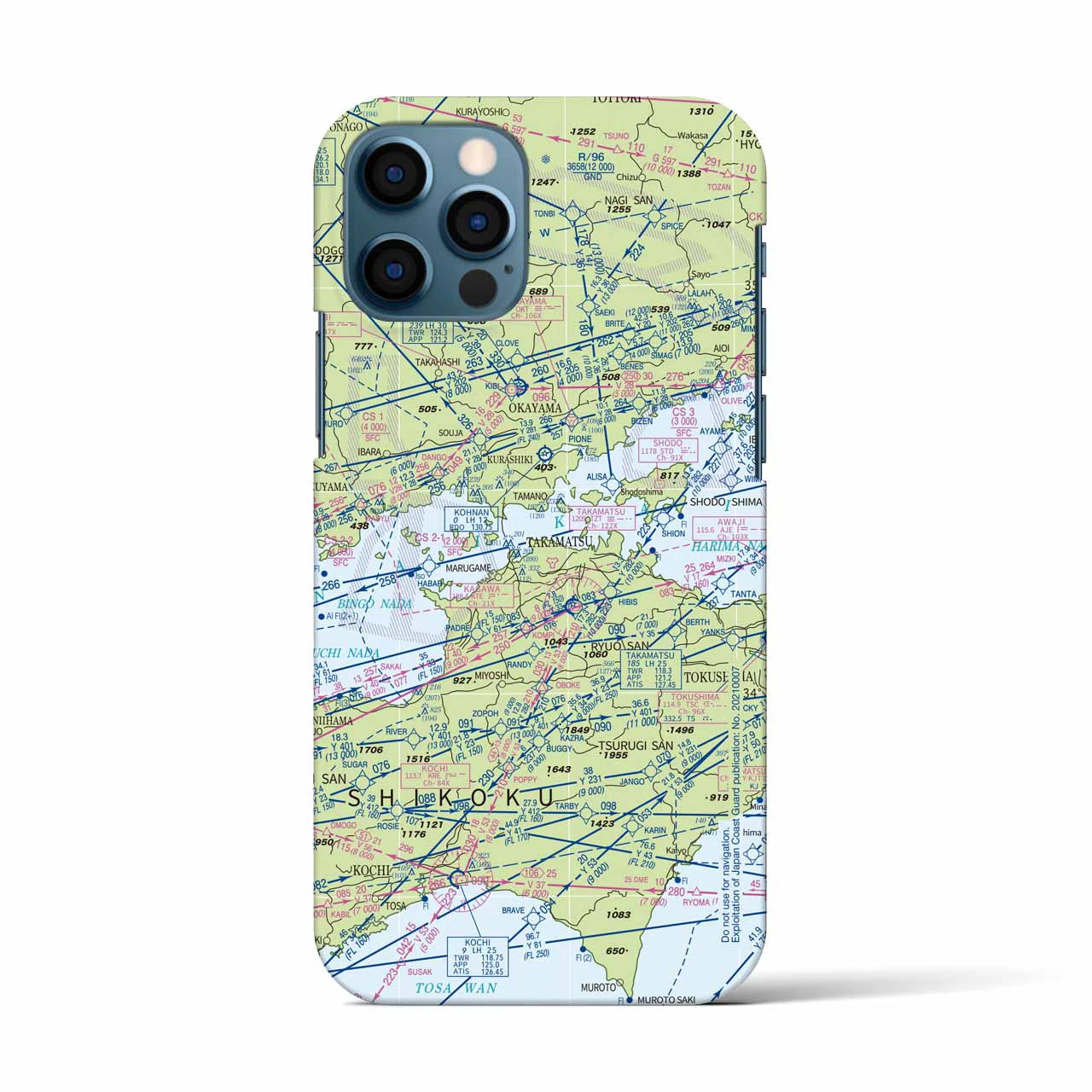 【岡山・高松航空図(岡山県)】航空図iPhoneケース(バックカバータイプ)
