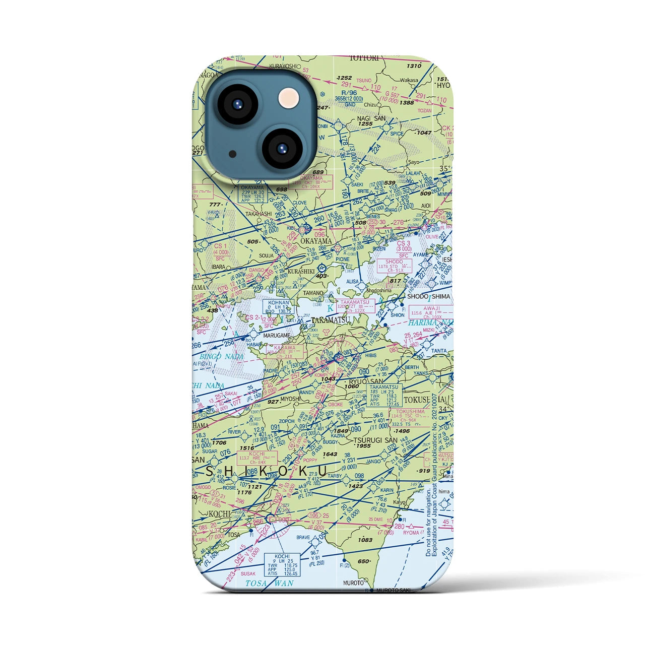 【岡山・高松航空図(岡山県)】航空図iPhoneケース(バックカバータイプ)