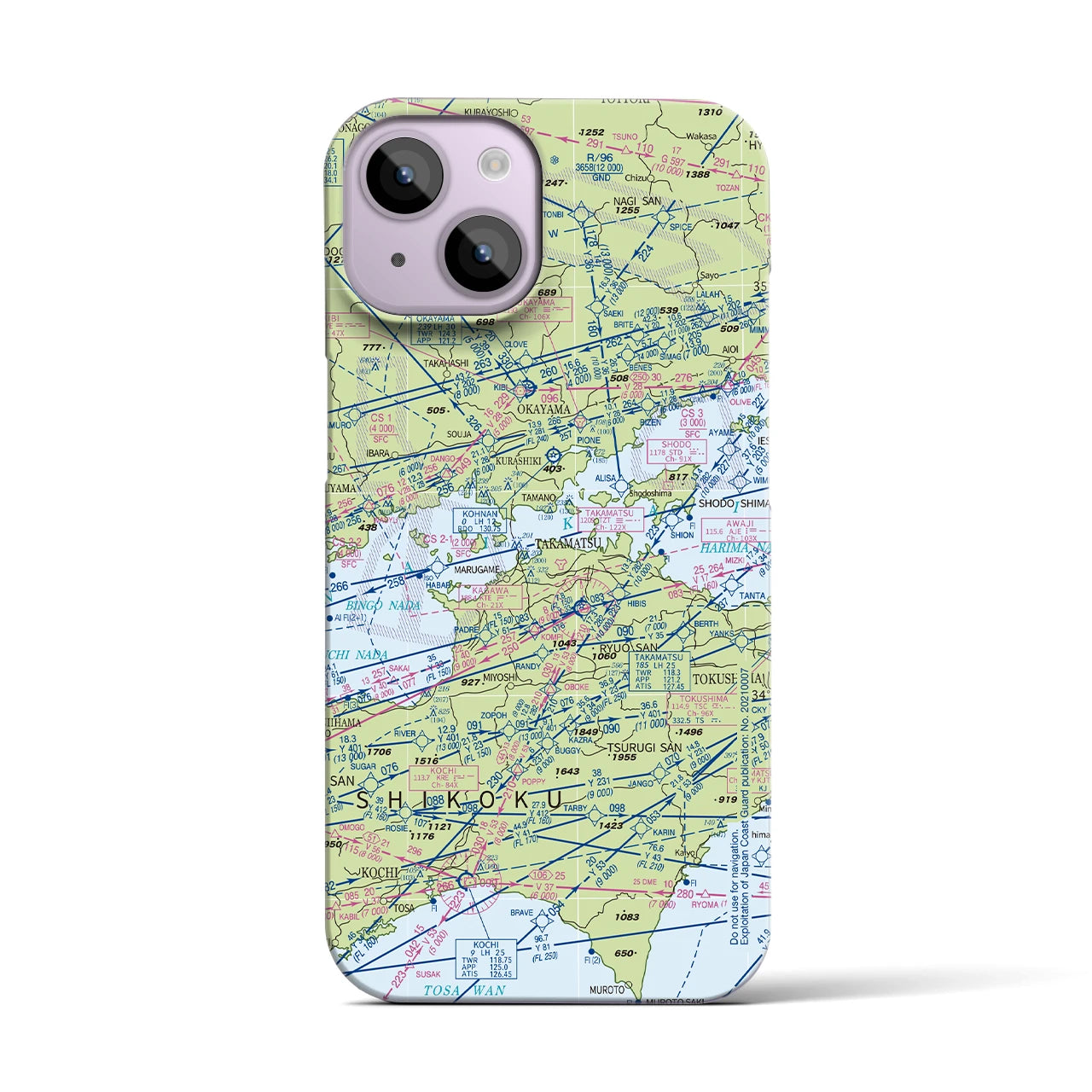 【岡山・高松航空図(岡山県)】航空図iPhoneケース(バックカバータイプ)