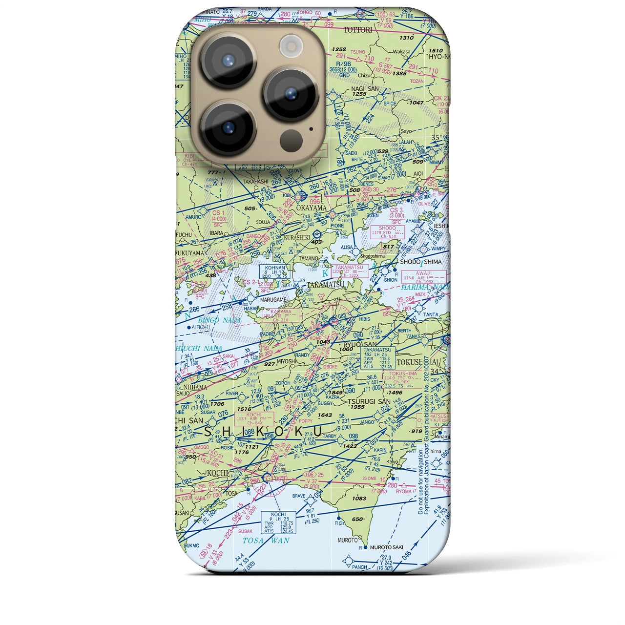 【岡山・高松航空図(岡山県)】航空図iPhoneケース(バックカバータイプ)
