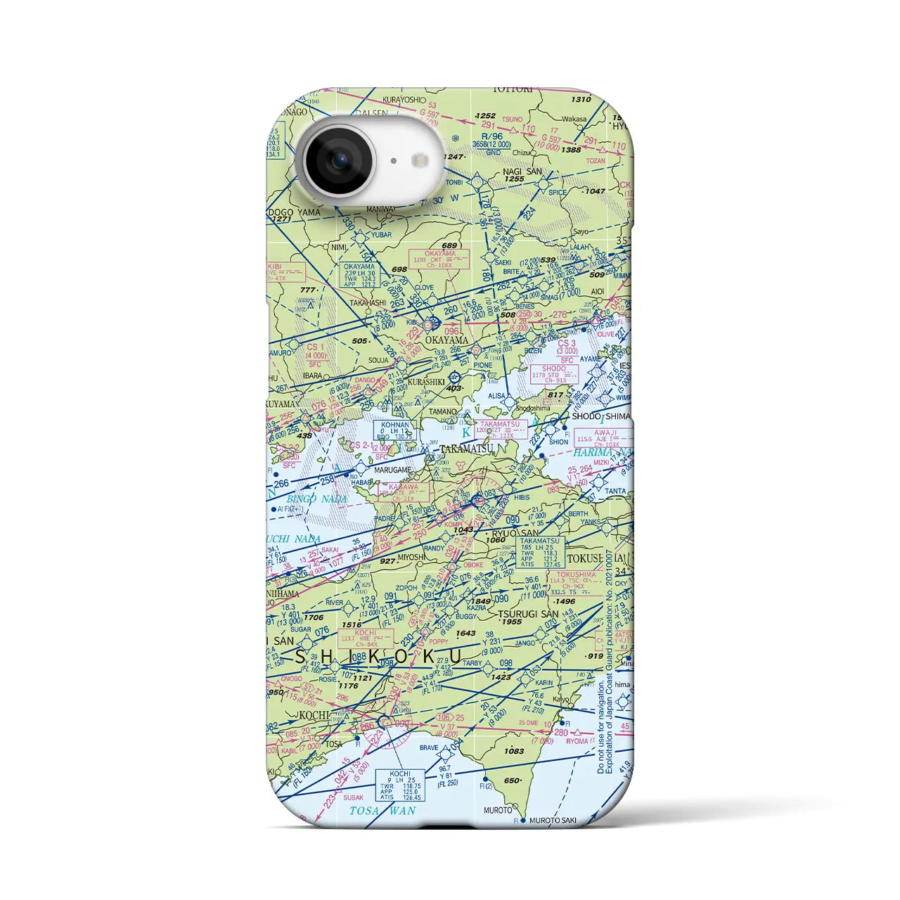 【岡山・高松航空図(岡山県)】航空図iPhoneケース(バックカバータイプ)