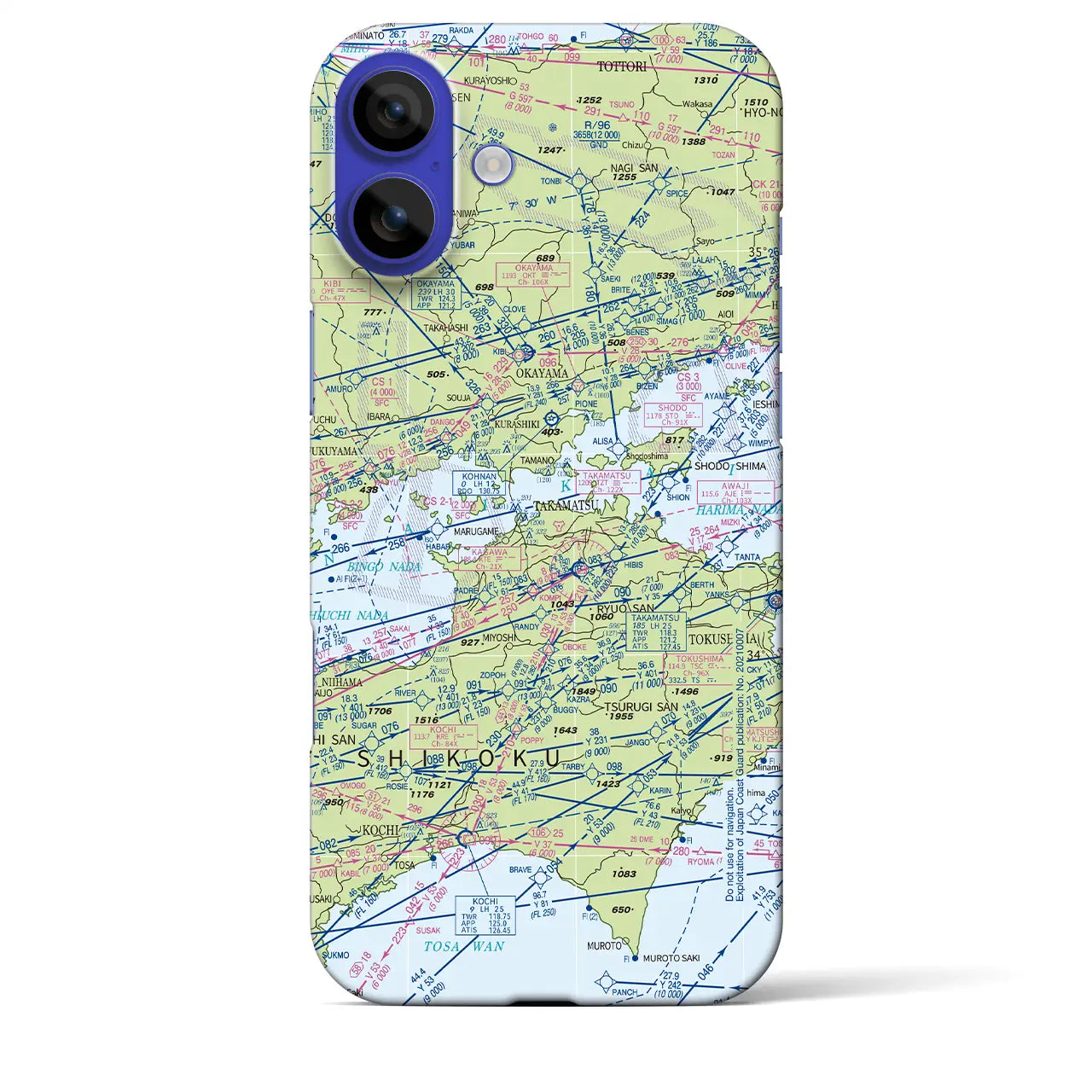 【岡山・高松航空図(岡山県)】航空図iPhoneケース(バックカバータイプ)
