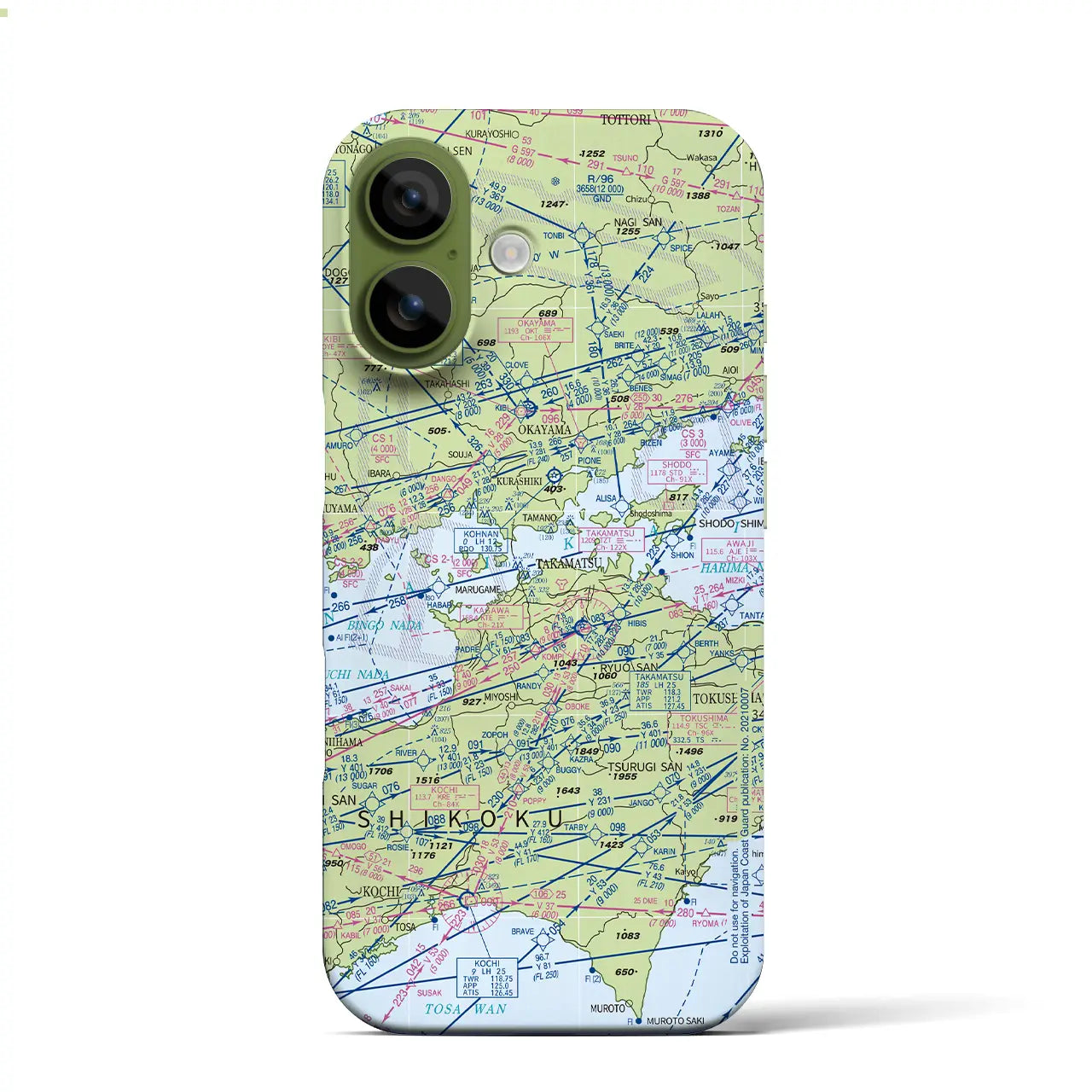 【岡山・高松航空図(岡山県)】航空図iPhoneケース(バックカバータイプ)