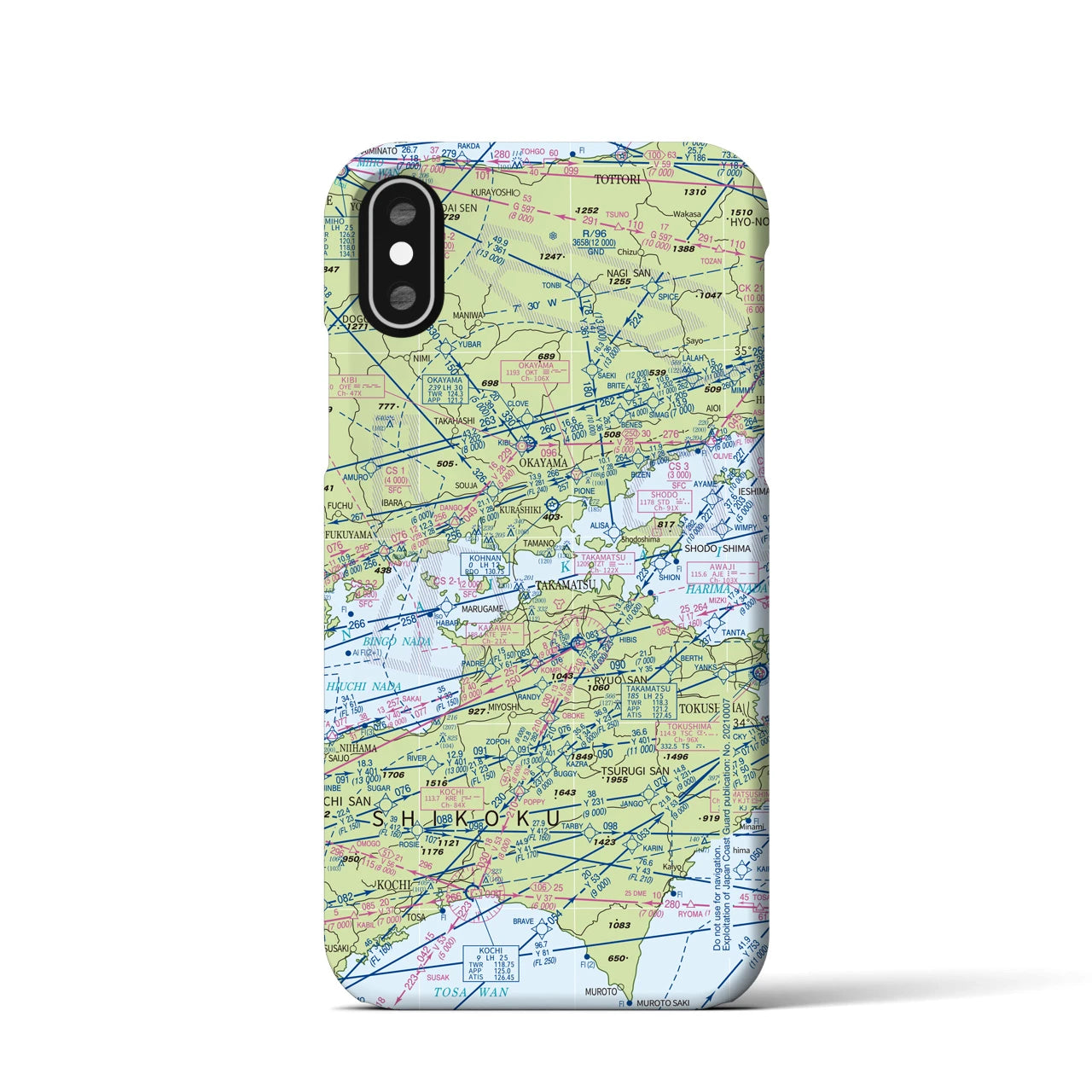 【岡山・高松航空図(岡山県)】航空図iPhoneケース(バックカバータイプ)