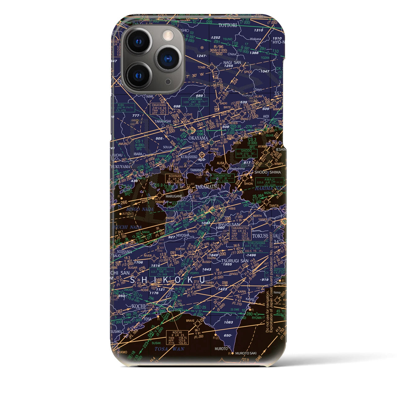 【岡山・高松航空図(岡山県)】航空図iPhoneケース(バックカバータイプ)