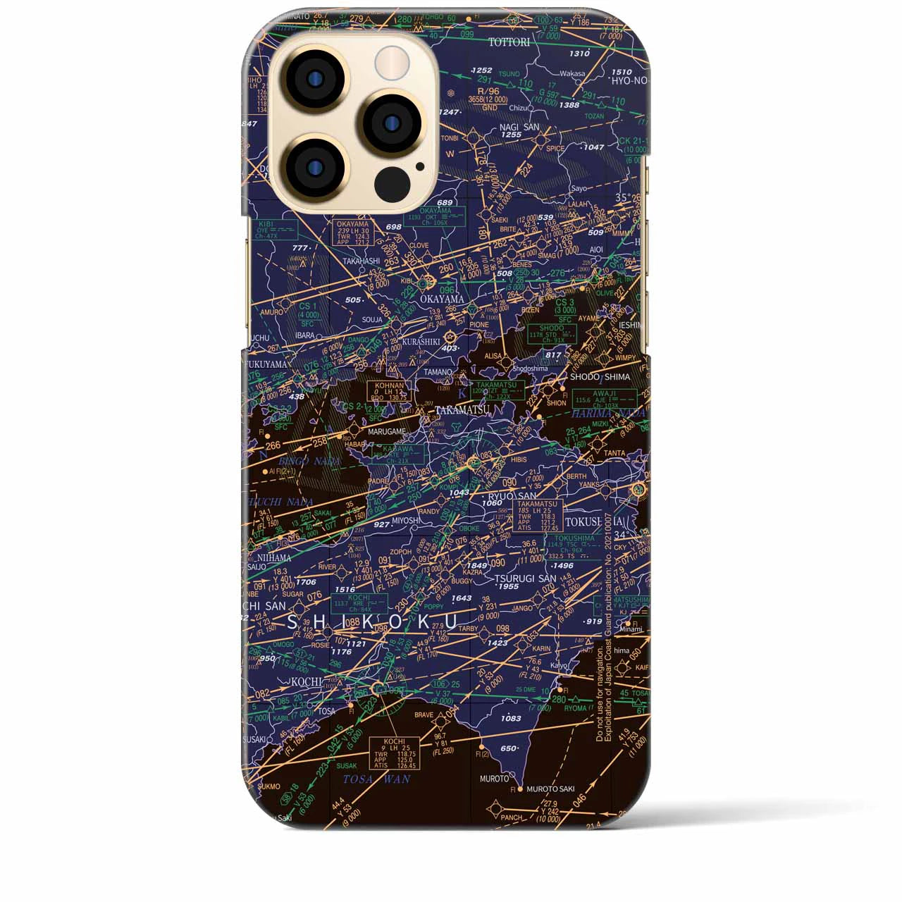 【岡山・高松航空図(岡山県)】航空図iPhoneケース(バックカバータイプ)