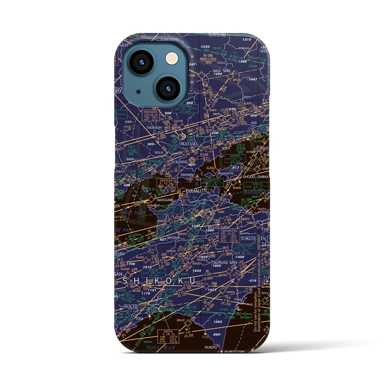 【岡山・高松航空図(岡山県)】航空図iPhoneケース(バックカバータイプ)