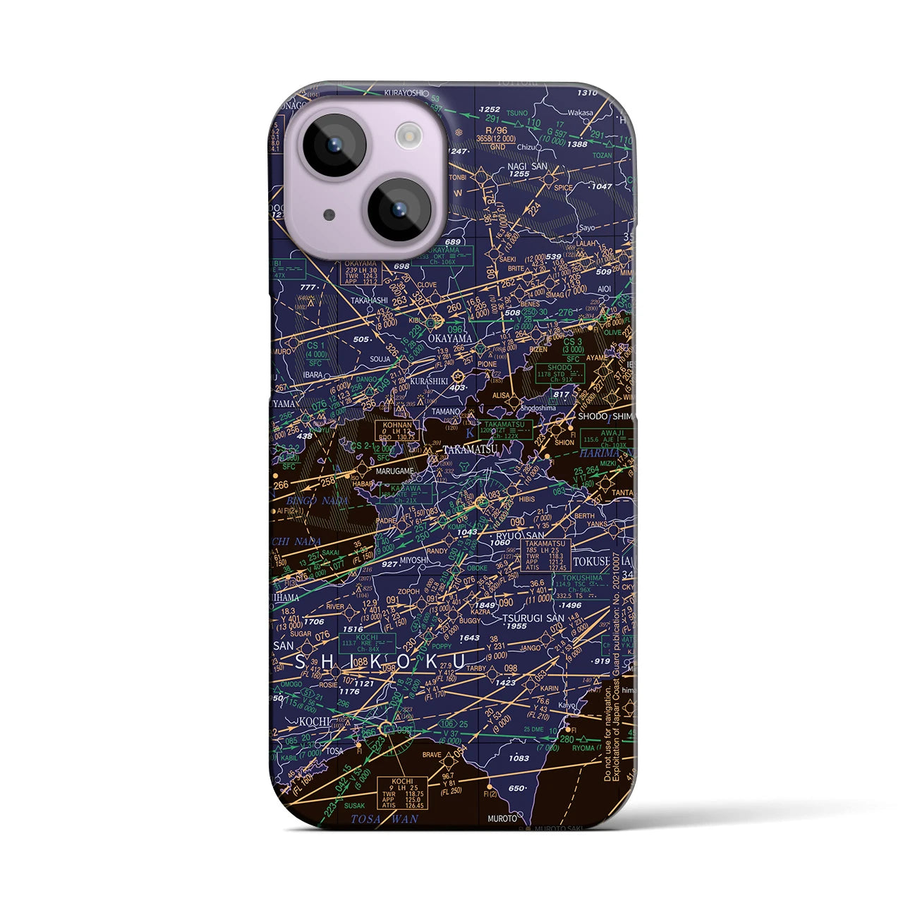 【岡山・高松航空図(岡山県)】航空図iPhoneケース(バックカバータイプ)