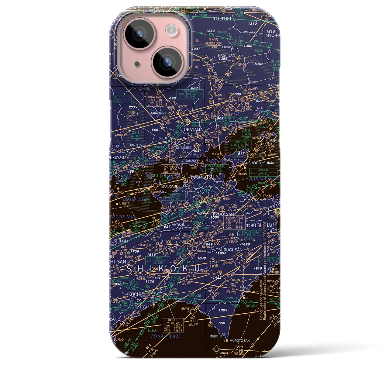 【岡山・高松航空図(岡山県)】航空図iPhoneケース(バックカバータイプ)