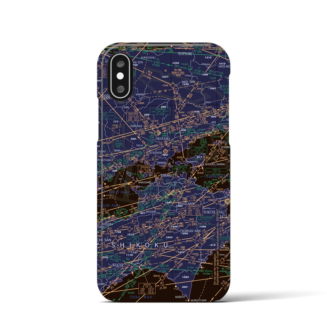【岡山・高松航空図(岡山県)】航空図iPhoneケース(バックカバータイプ)