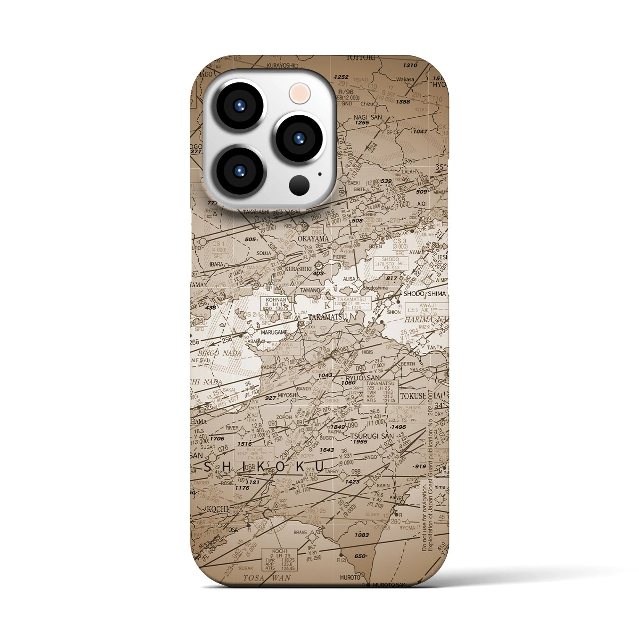 【岡山・高松航空図(岡山県)】航空図iPhoneケース(バックカバータイプ)