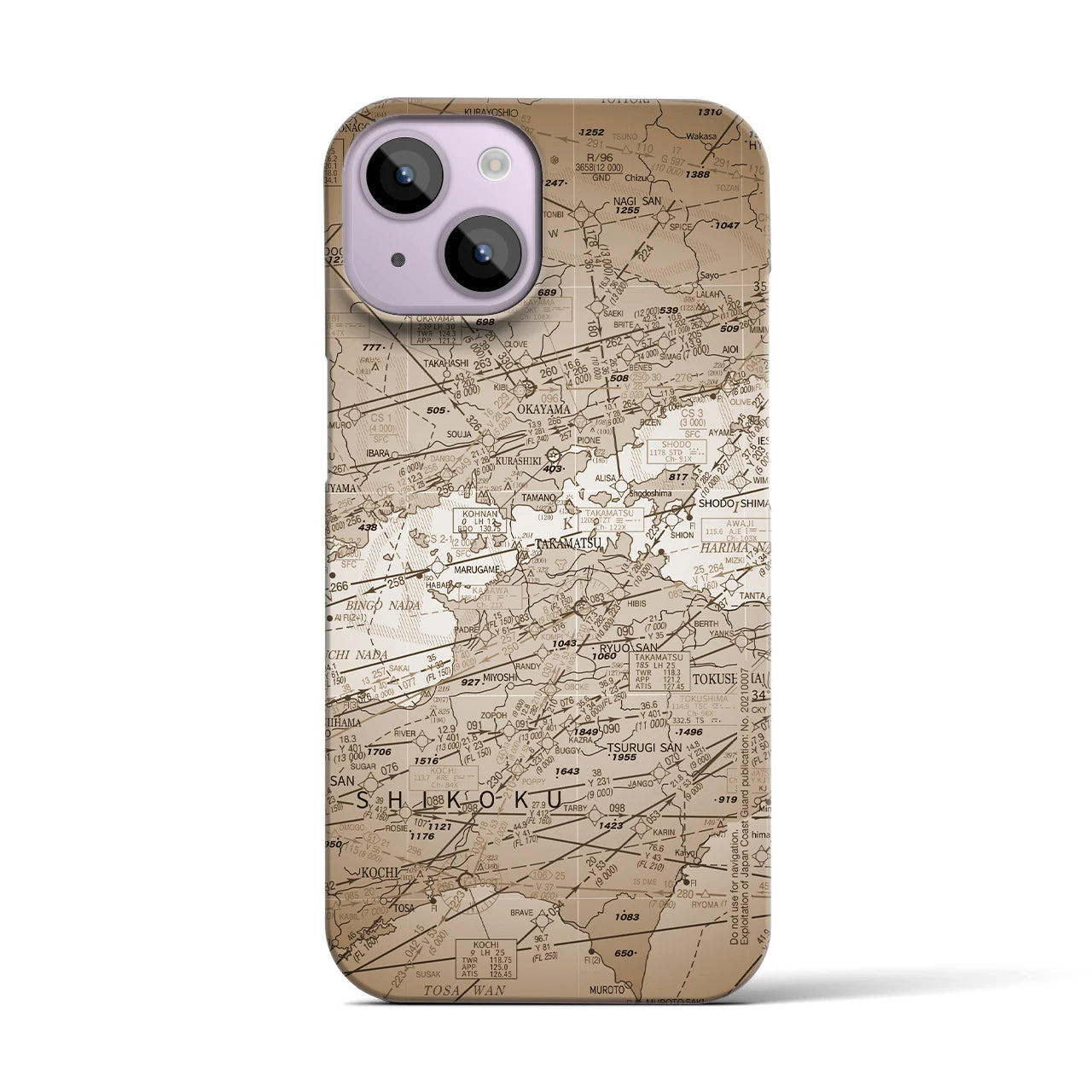 【岡山・高松航空図(岡山県)】航空図iPhoneケース(バックカバータイプ)