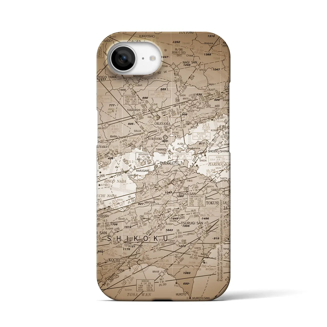 【岡山・高松航空図(岡山県)】航空図iPhoneケース(バックカバータイプ)