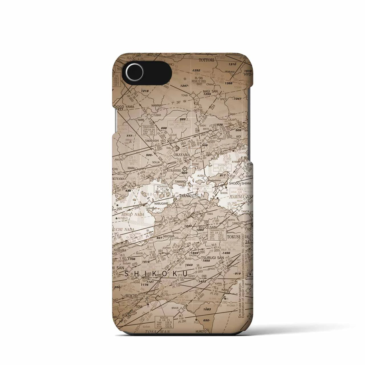 【岡山・高松航空図(岡山県)】航空図iPhoneケース(バックカバータイプ)