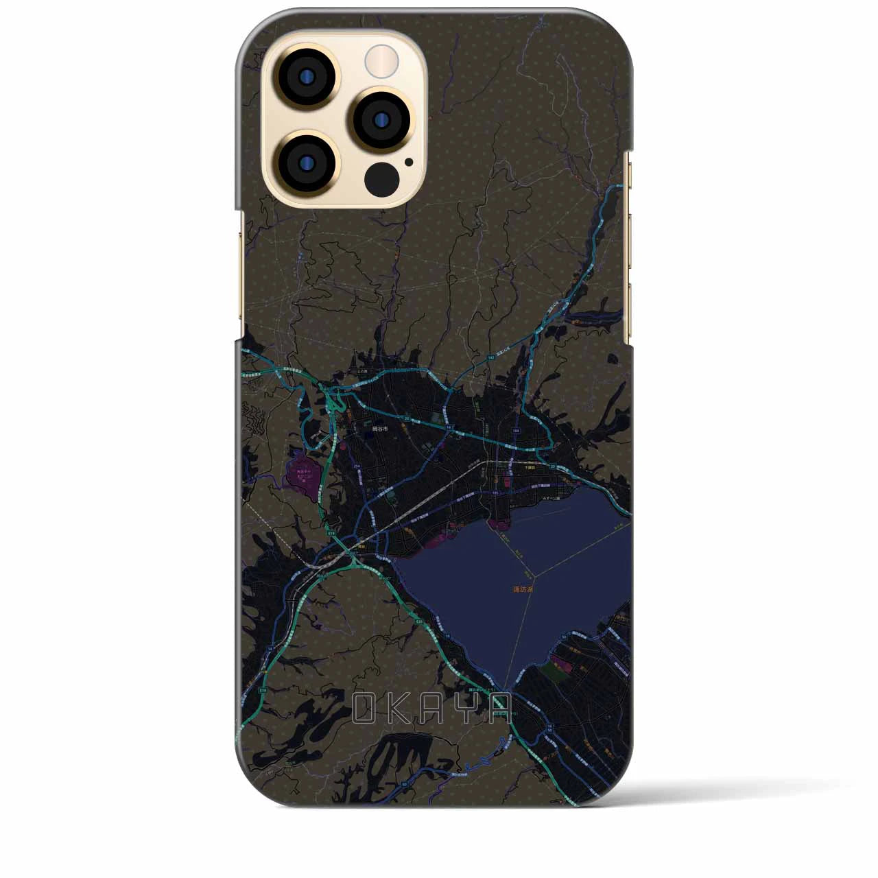 【岡谷(長野県)】地図柄iPhoneケース(バックカバータイプ)