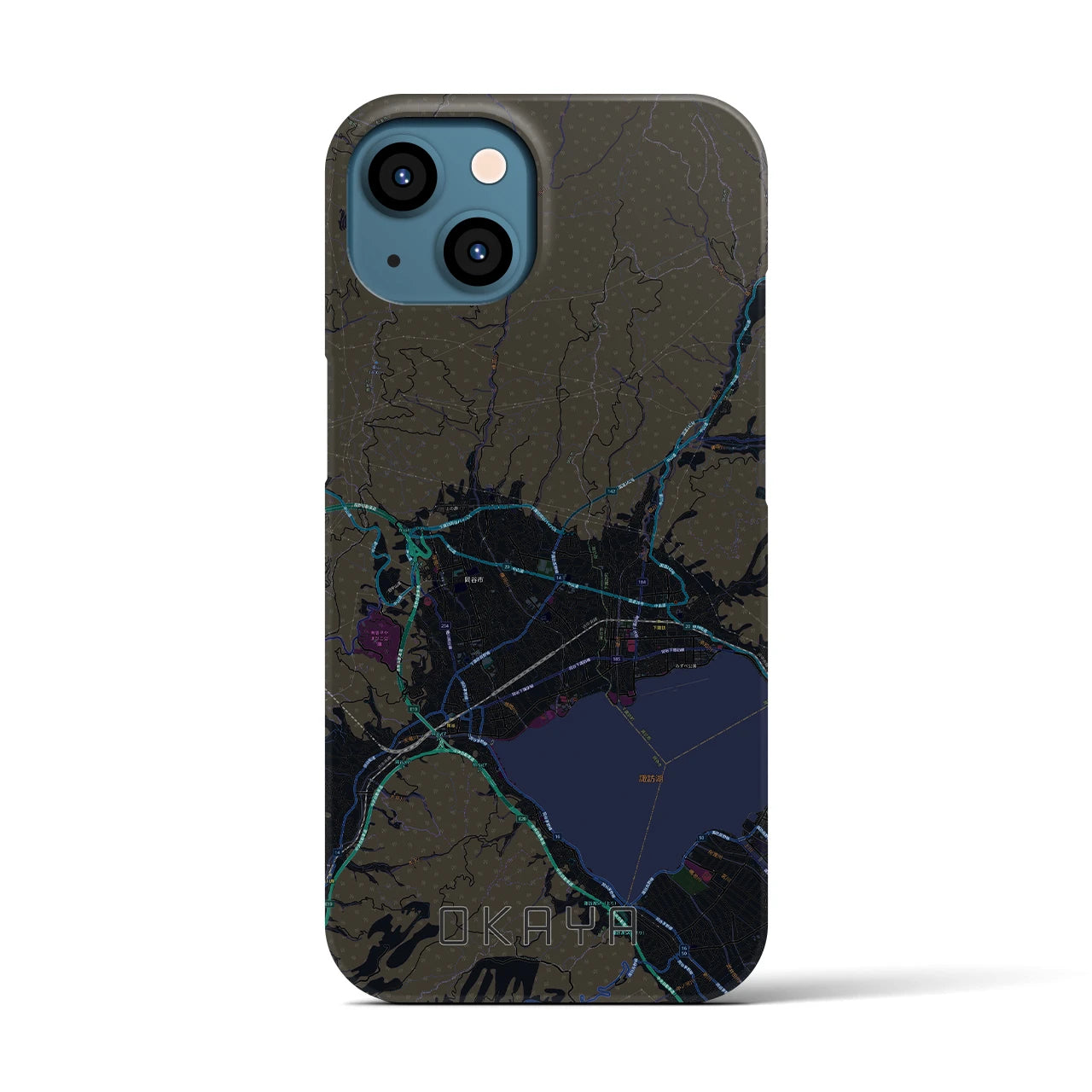 【岡谷(長野県)】地図柄iPhoneケース(バックカバータイプ)