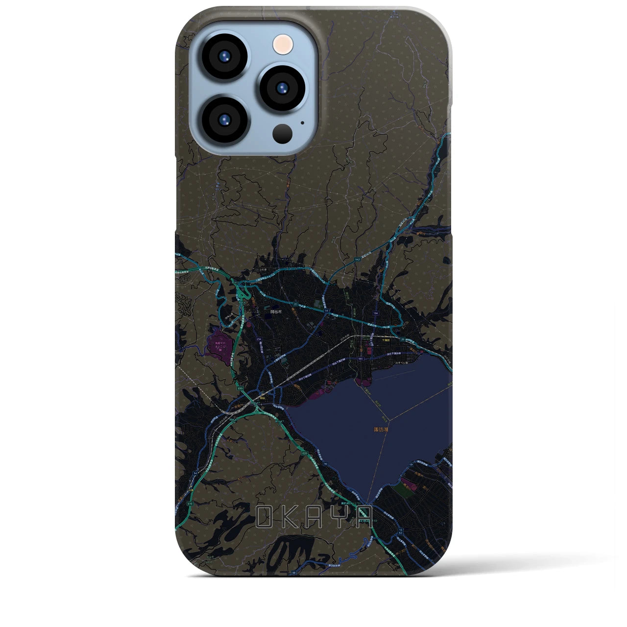 【岡谷(長野県)】地図柄iPhoneケース(バックカバータイプ)