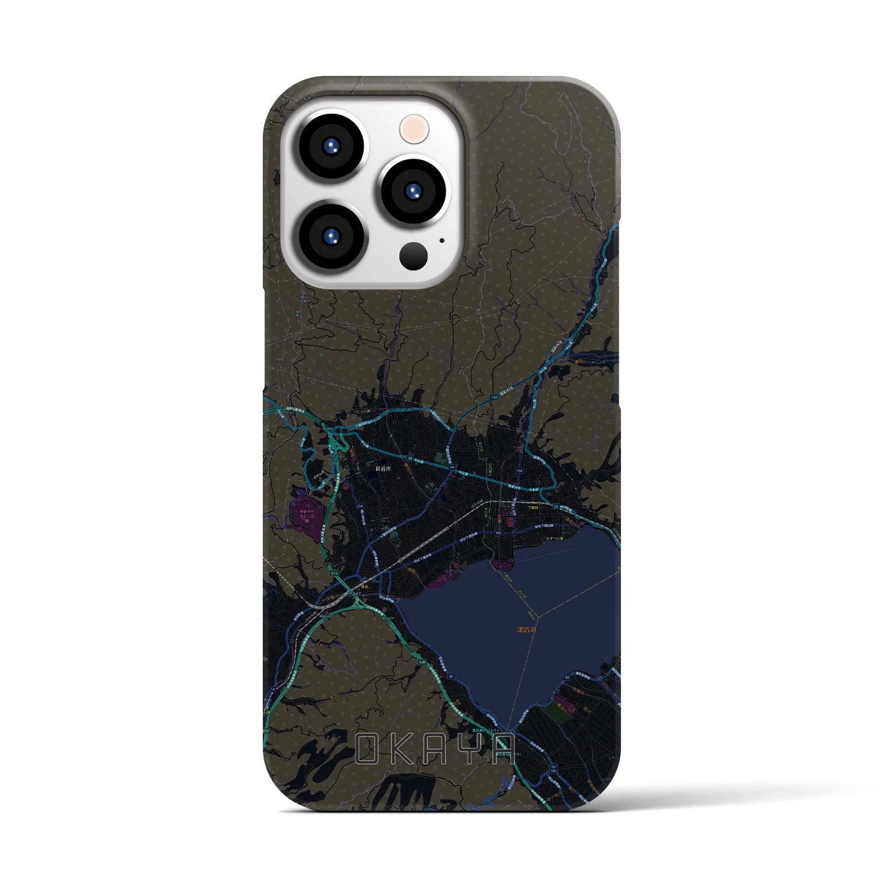 【岡谷(長野県)】地図柄iPhoneケース(バックカバータイプ)