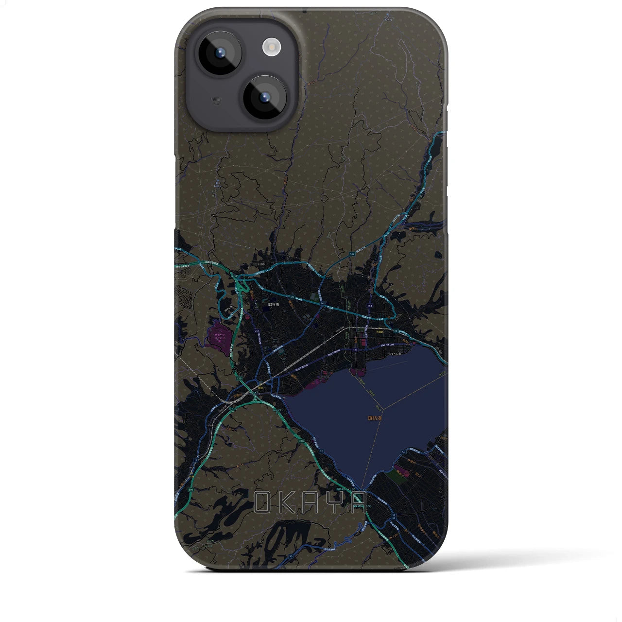 【岡谷(長野県)】地図柄iPhoneケース(バックカバータイプ)