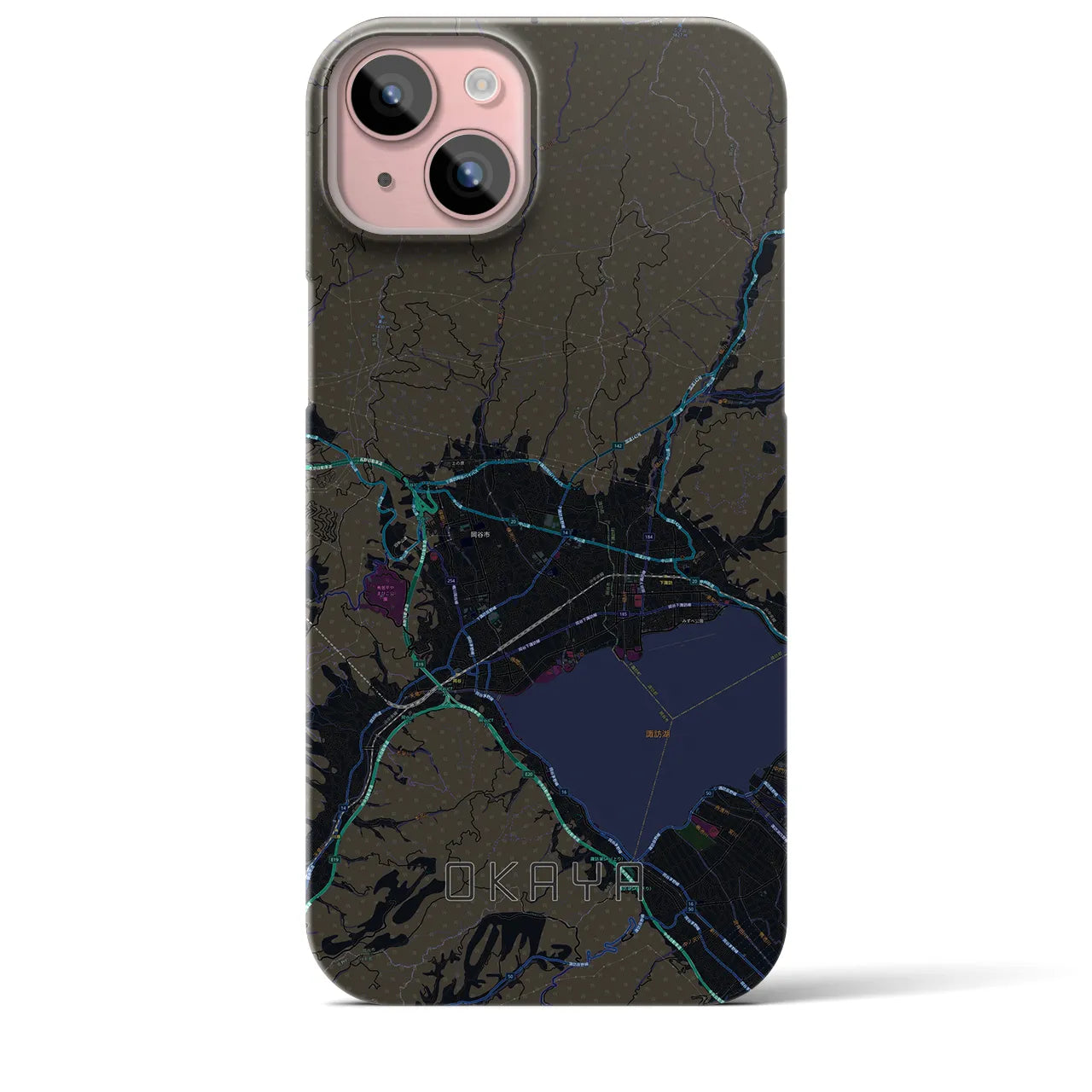 【岡谷(長野県)】地図柄iPhoneケース(バックカバータイプ)