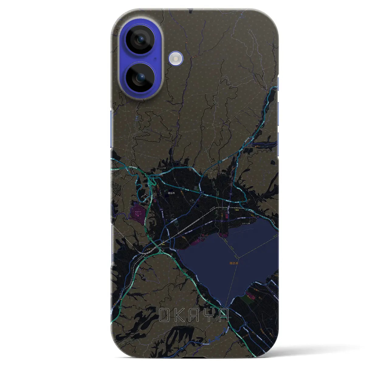 【岡谷(長野県)】地図柄iPhoneケース(バックカバータイプ)