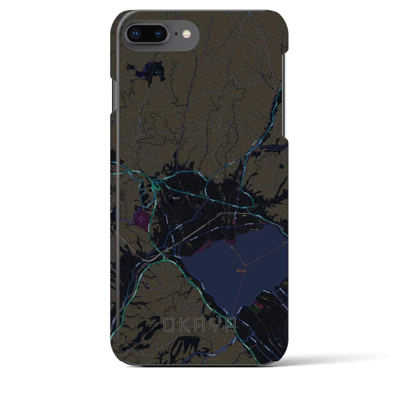 【岡谷(長野県)】地図柄iPhoneケース(バックカバータイプ)