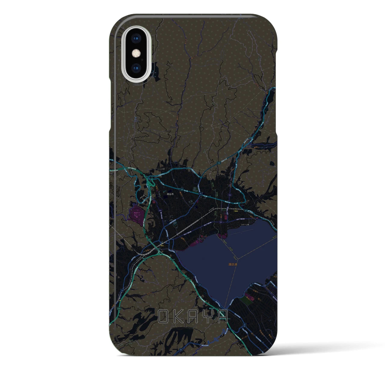 【岡谷(長野県)】地図柄iPhoneケース(バックカバータイプ)
