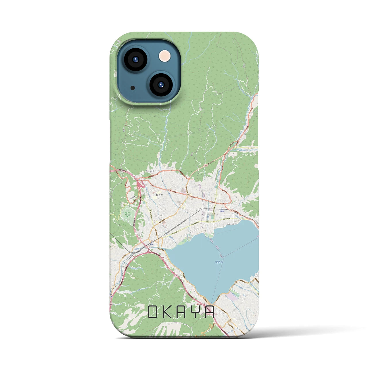 【岡谷(長野県)】地図柄iPhoneケース(バックカバータイプ)