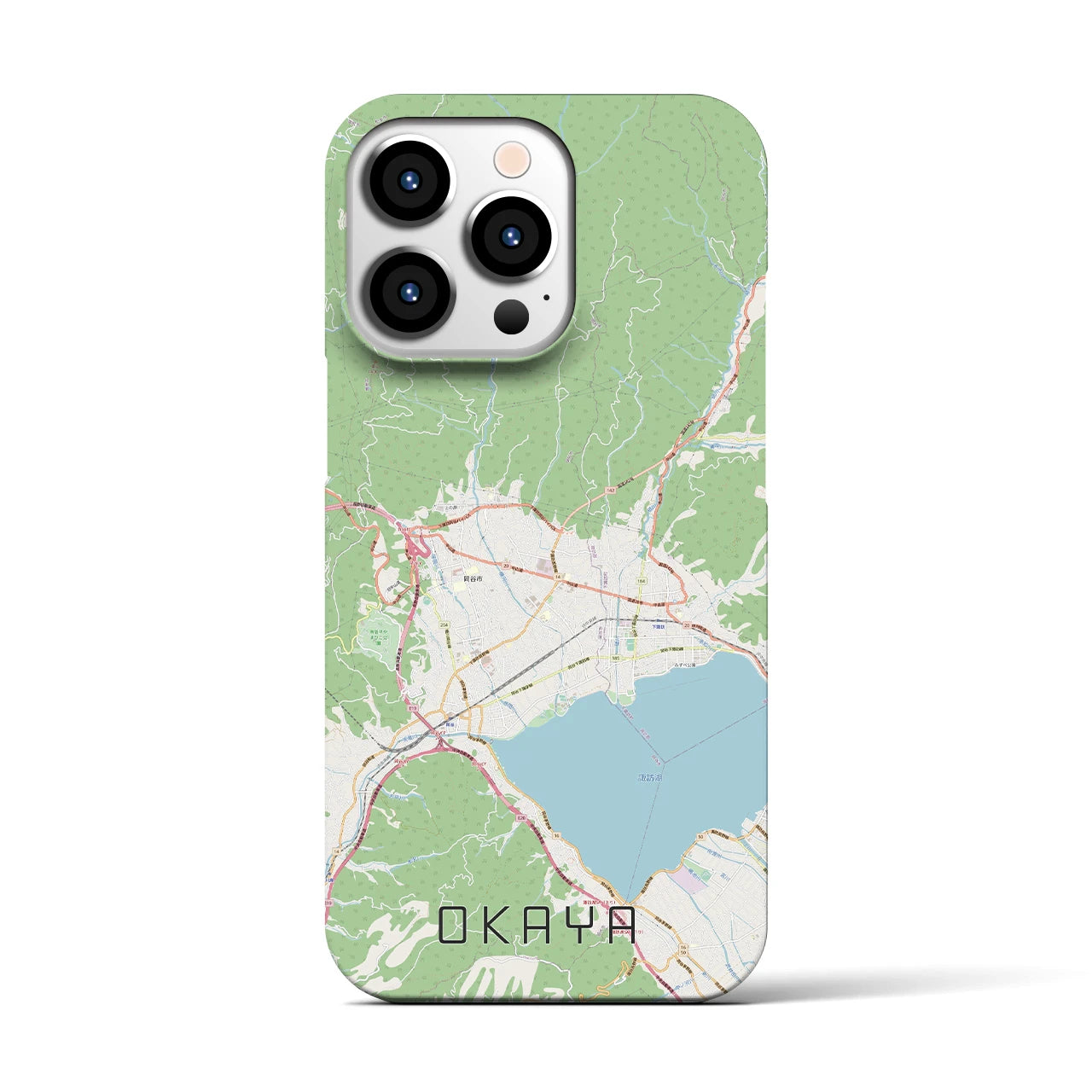 【岡谷(長野県)】地図柄iPhoneケース(バックカバータイプ)