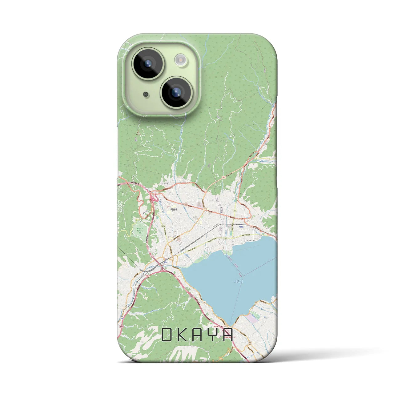 【岡谷(長野県)】地図柄iPhoneケース(バックカバータイプ)