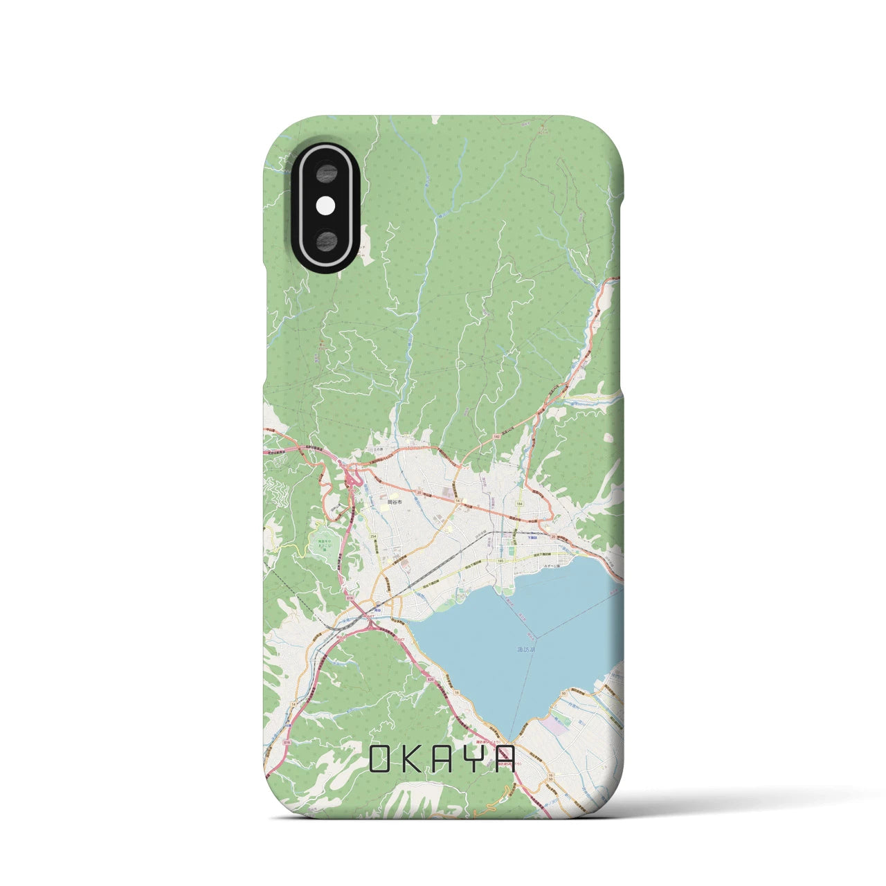 【岡谷(長野県)】地図柄iPhoneケース(バックカバータイプ)