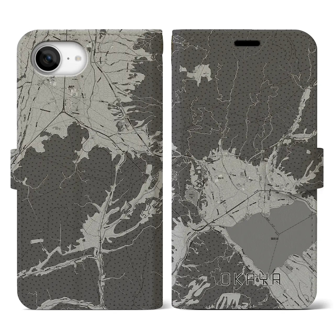 【岡谷(長野県)】地図柄iPhoneケース(手帳タイプ)