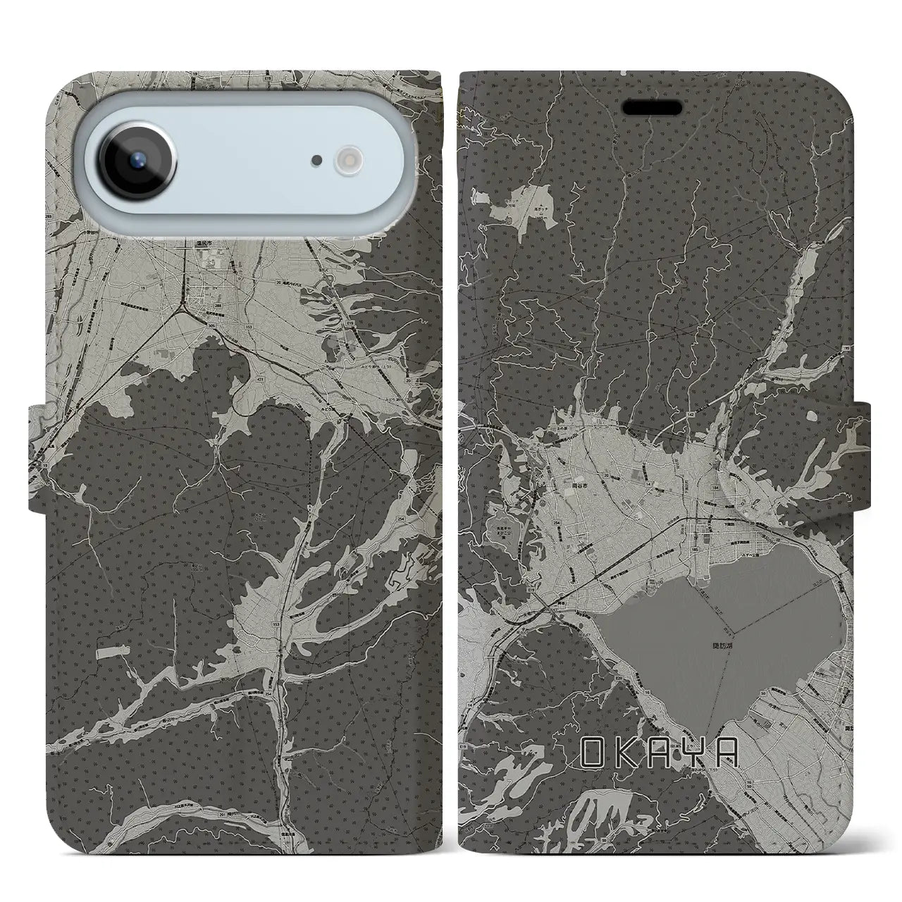 【岡谷(長野県)】地図柄iPhoneケース(手帳タイプ)